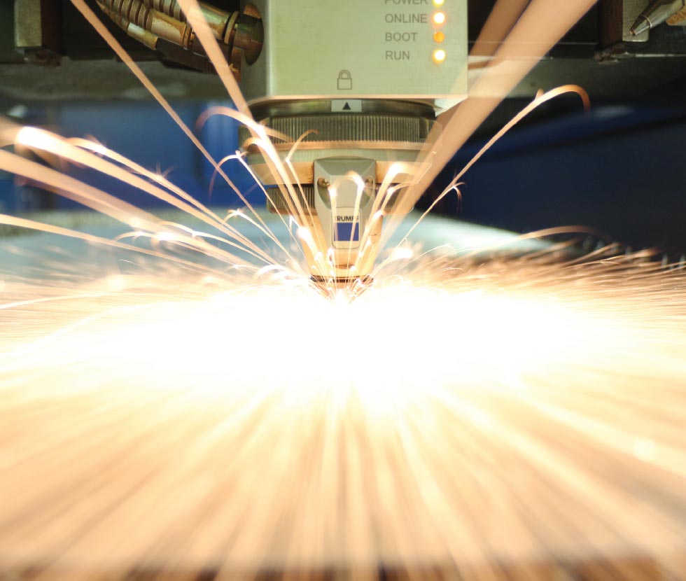 Close up of high-speed laser cutting