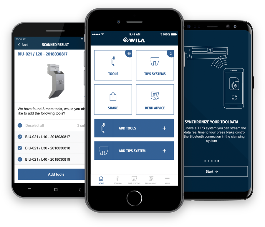 Wila’s Smart Tooling app on multiple devices