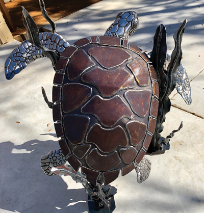 Sculpture of a Sea Turtle Outside