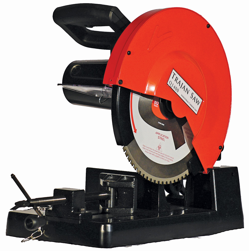 The Trajan Q1400 industrial carbide saw cuts without heat buildup for quick processing.