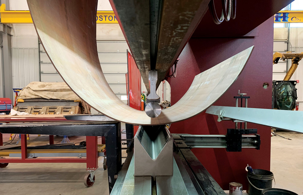 View of Rolleri openings that allow W. L. French to bend Hardox steel without compromising part accuracy