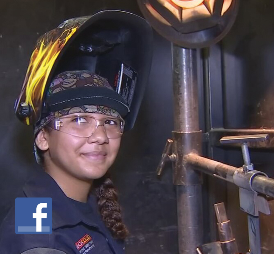 female welding student
