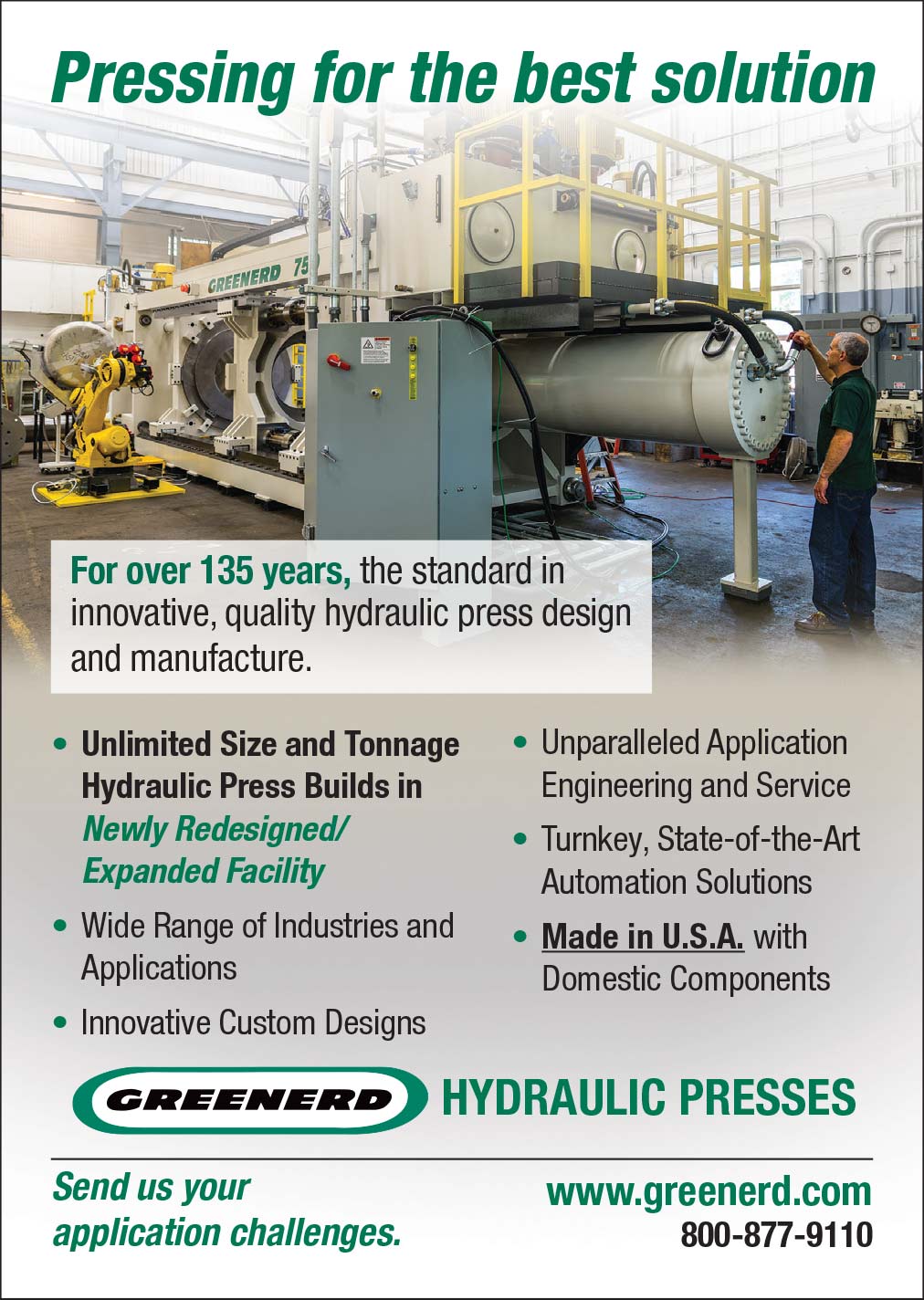 Greenerd Hydraulic Presses Advertisement