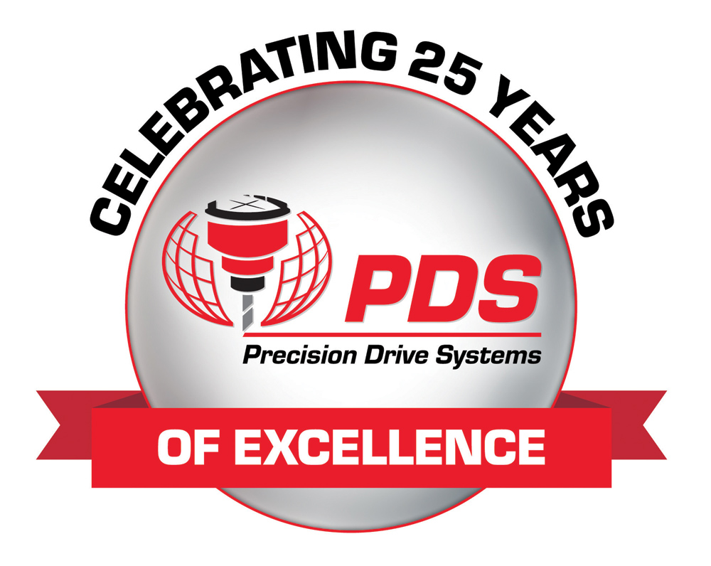 Precision Drive Systems celebrating 25 years logo