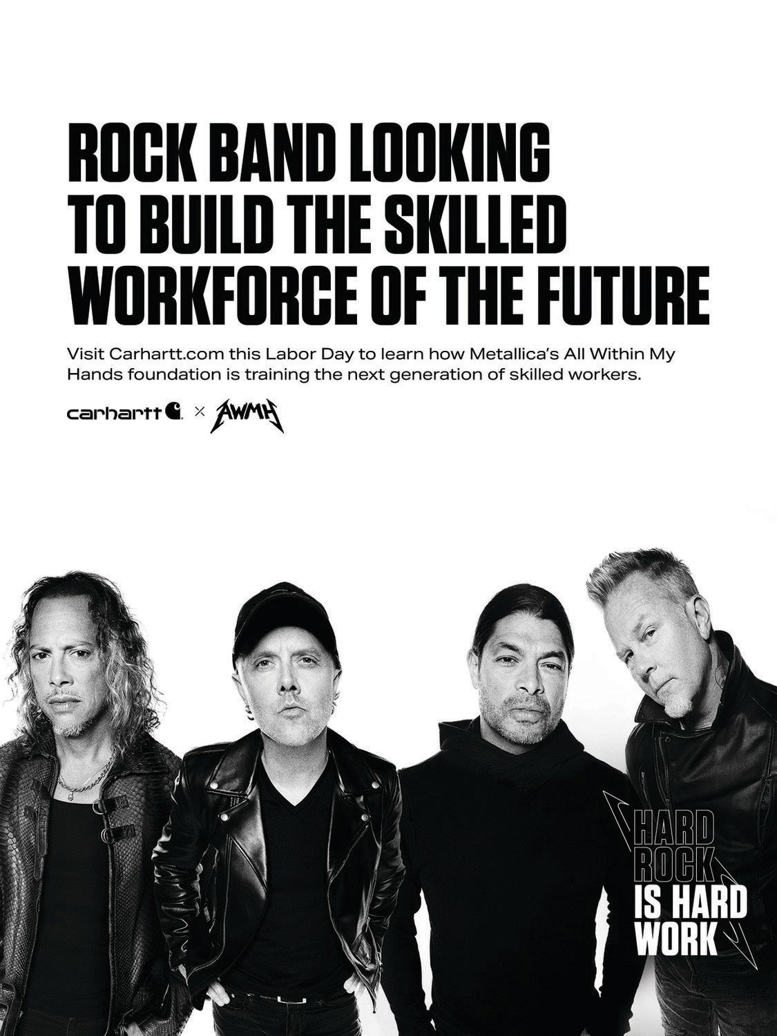 skilled workforce recruitment poster featuring members of the band Metallica