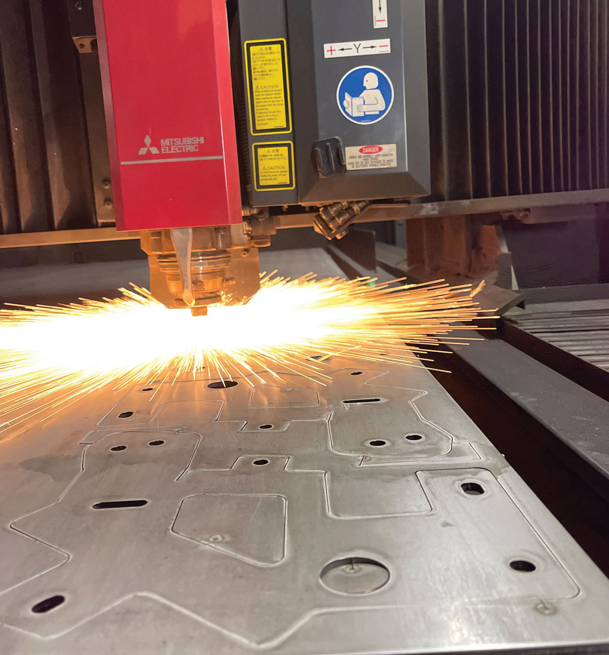 MC Machinery’s Mitsubishi 10,000-watt GX-F Advanced artificial intelligence-enabled fiber laser uses less gas and energy while shouldering the work of four CO2 lasers