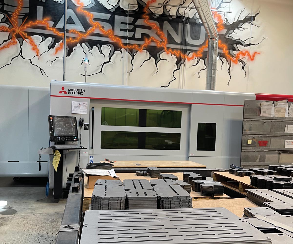 Lasernut operators are able to remove the entire nest of parts from the GX-F fiber laser and sort it while a new sheet is loaded for processing
