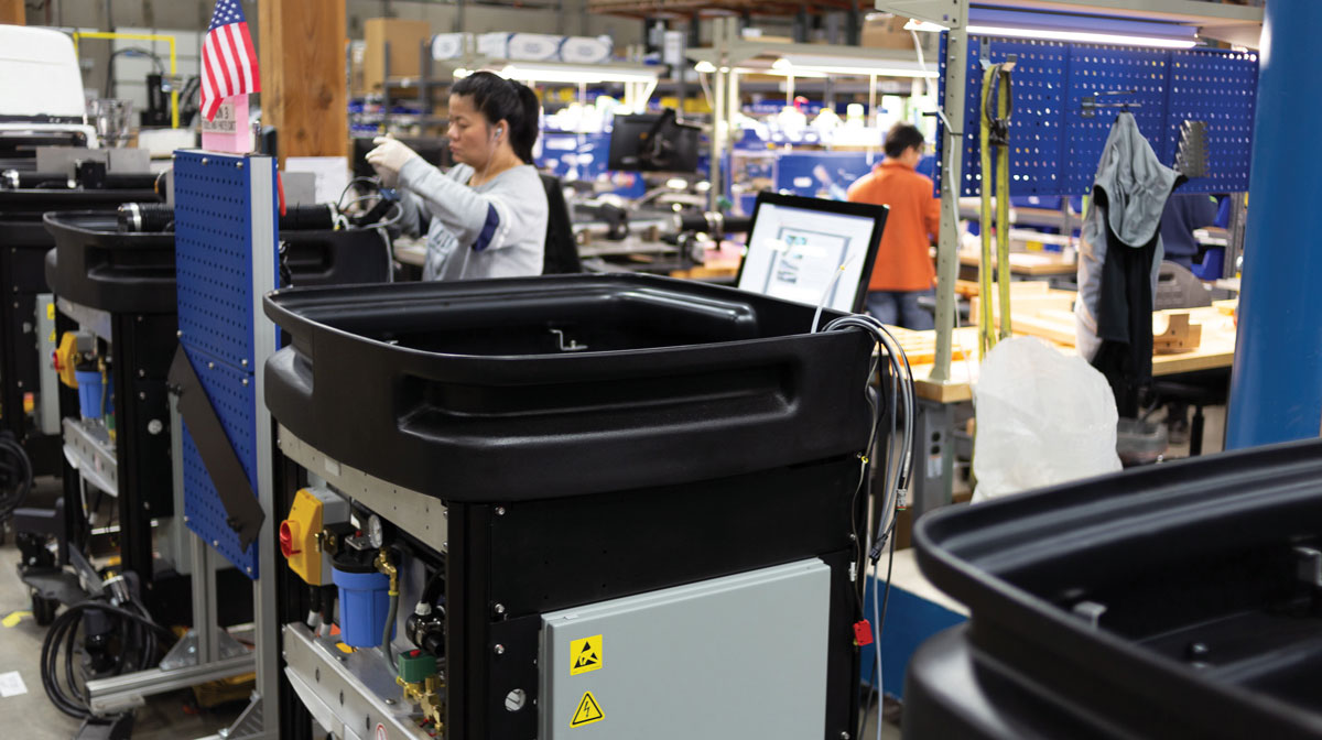 ProtoMAX waterjet machines being produced at Omax’s facility in Kent, Washington